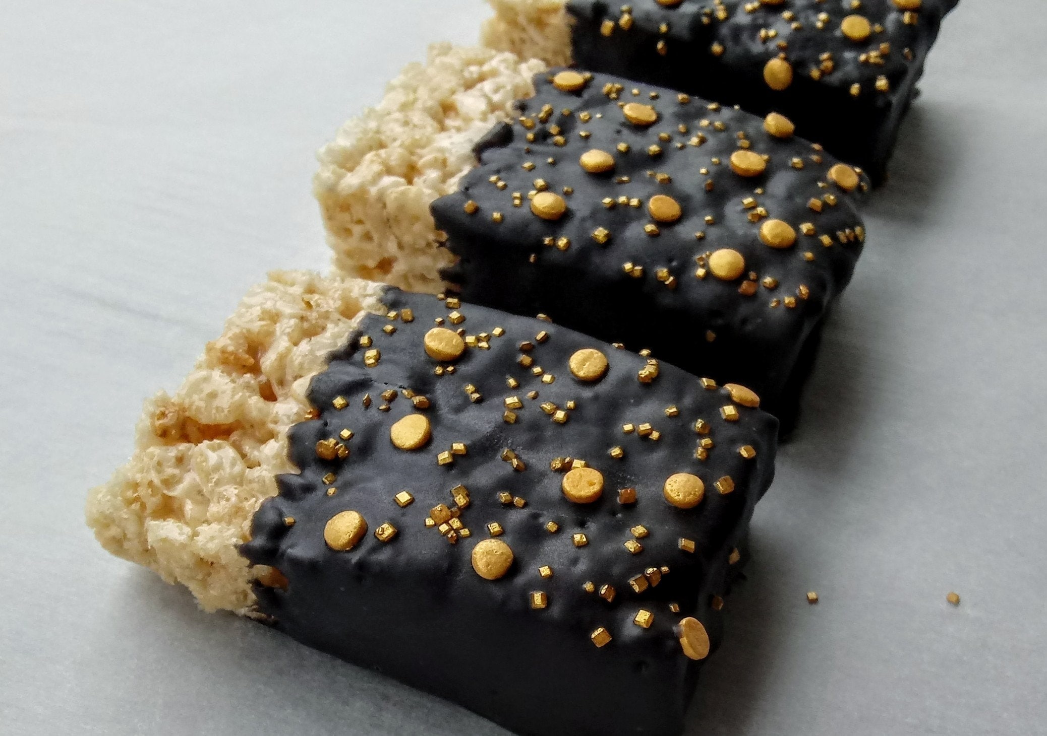 12 Black and Gold Chocolate Covered Rice Krispie Treats | Etsy