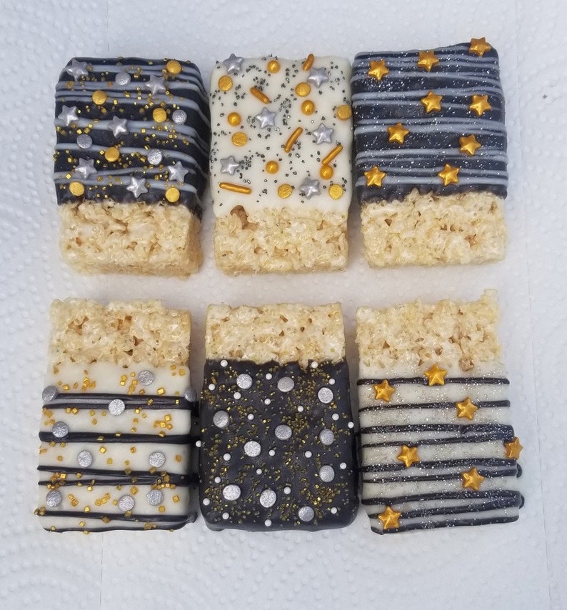 Black, White, Silver and Gold Chocolate Party Pack cookies, pretzels, lollipops and krispie treats image 5