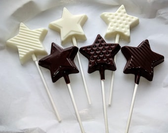 12 White Chocolate and Milk Chocolate Star Shaped Suckers