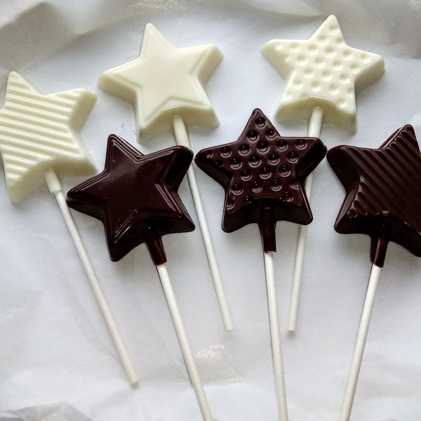 12 White Chocolate and Milk Chocolate Star Shaped Suckers