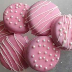 12 Pretty Pink Chocolate Covered Oreos - Baby Girl Shower; Birthday Party; Weddings