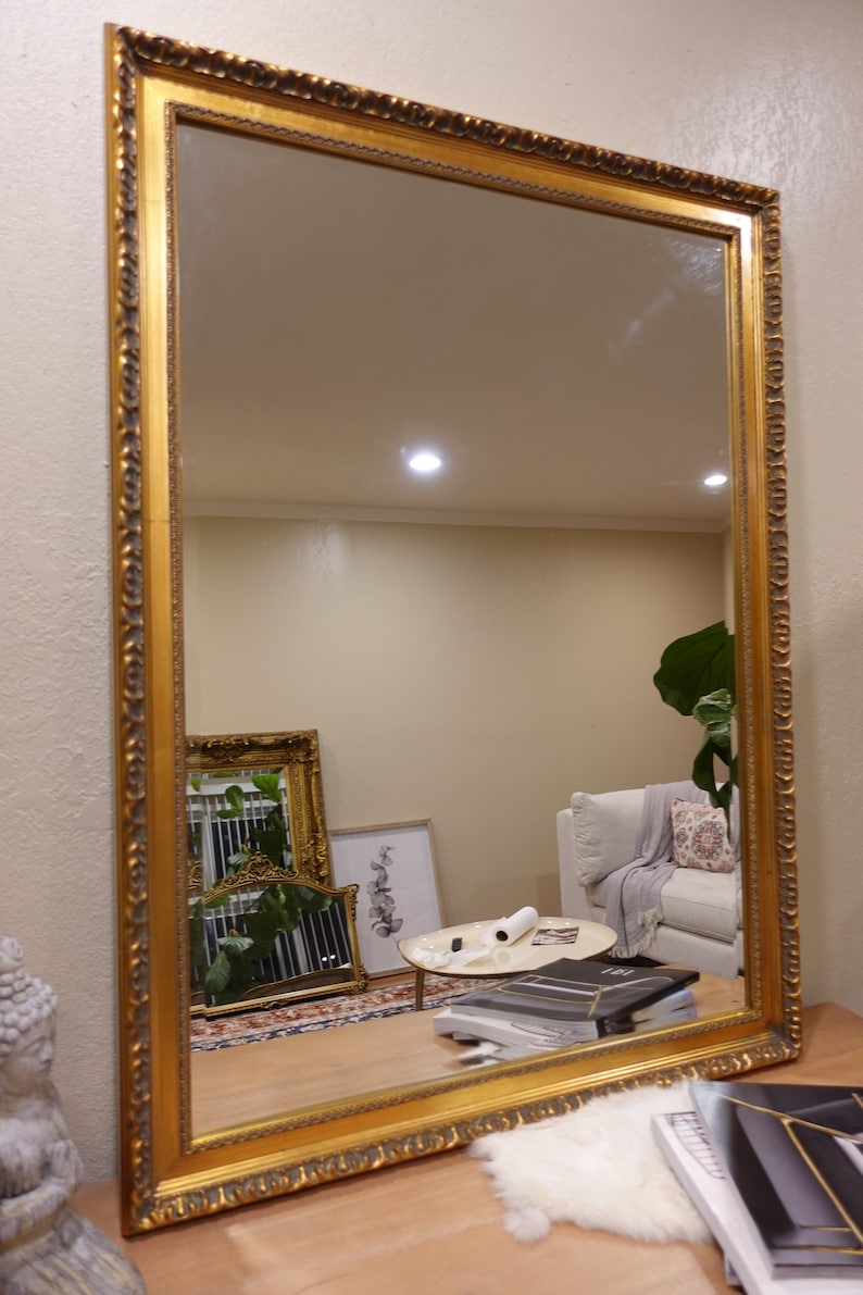 Large Vintage Gold Mirror, Gold Frame Mirror, Vintage, Antique, Wedding