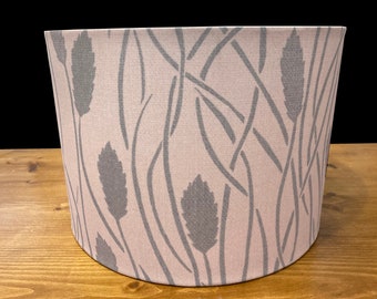 SAMPLE SALE:  8 1/2&quot; tall X 12&quot; wide drum shade, lampshade, lamp shade,  home decor, French blue, foxtail grass design, contemporary