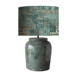 drum shade, lampshade, lamp shade,  home decor, modern, geometric, abstract, turquoise, copper, bronze