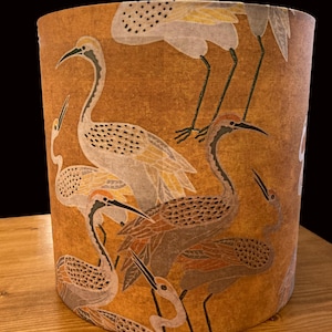 Elegant mustard art deco cranes drum shade