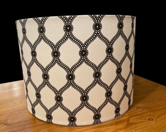 SAMPLE SALE:  8 1/2&quot; tall X 12&quot; wide home decor, designer fabric, black and white, ogee, dramatic, custom, drum shade