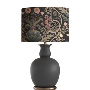 drum shade, lampshade, lamp shade, home decor, home goods, romantic, floral, dark and moody, flowers, art nouveau, Victorian, botanical