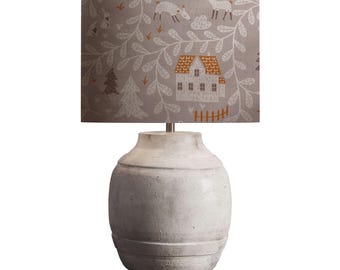 Lampshade with cottage in the forest