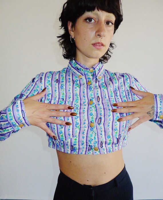Versace collared shirt crop top
