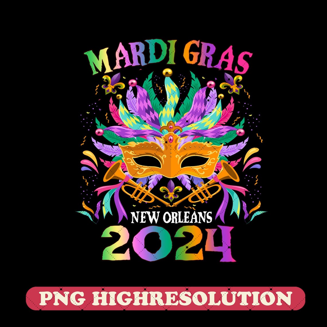 Mardi Gras New Orleans 2024 PNG, Mardi Gras Carnival Digital Download