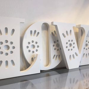Letras personalizadas de PVC blanco - Decoración del hogar de pared de la sala de bodas independiente 5 "
