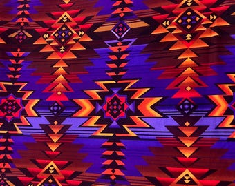 Tela azteca morada estilo suroeste - Tela de algodón Timeless Treasures cortada a medida - Pendleton Southwestern Aztec