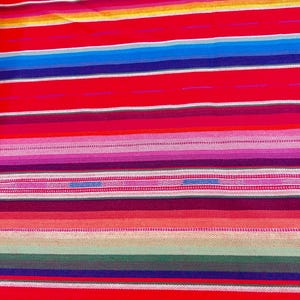 Salsa Serape Striped Fabric - Saddle Blanket Serape Cotton Fabric by the Yard - Red Striped Diamond Textiles