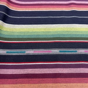 Noche Serape Striped Fabric - Ringspun Homespun Black Serape Cotton Fabric by the Yard - Textile Creations Inc