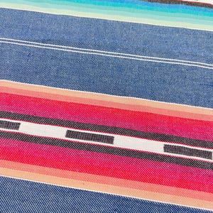 Maverick Denim Serape Striped Fabric - Ringspun Homespun Black Serape Cotton Fabric by the Yard - Textile Creations Inc Navy Maroon