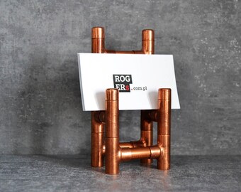 Copper pipe visit cards holder THRONE 1, cards dispenser, cards display, file holder, desk organizer, industrial organizer, boss gift