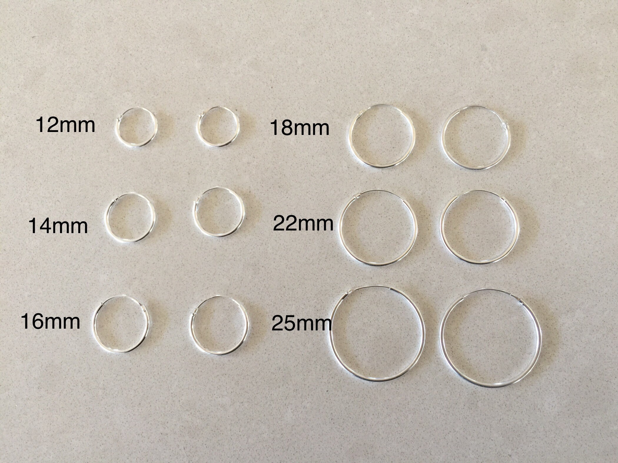 Baltic Style Sterling Silver Hoops In Sizes 10mm-25mm-sets Available | UK