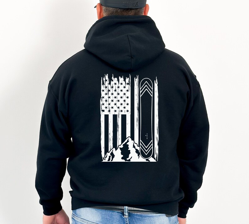 Comfy Hoodie, Snowboard Hoodie, Snowboarding Sweater, Gift for Snowboarder, American Flag Hoodie