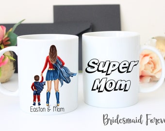 Super Mom Gift - Mothers Day Gift - Mother Day Mug - Super Mom- Mother Son Gift - Gift For Mom- Moms Birthday - Best Mom - Mom of Boys