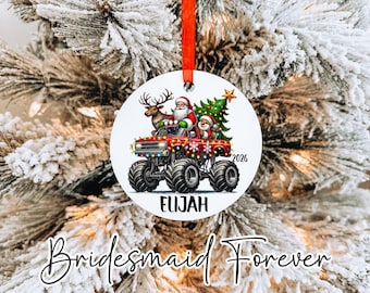 Personalized Monster Truck Christmas Ornament, Custom Kid Gift