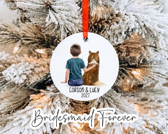 Custom Child & Pet Ornament, Personalized Keepsake Gift