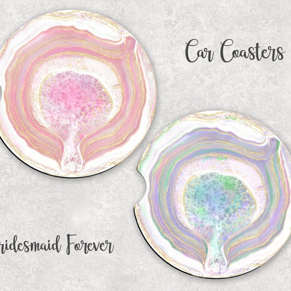 Car Coasters - Set of 2 - Amethyst -Gem Coaster - Crystal Coaster  - Bridesmaid Gift - Cup Holder - Cute Car Coaster - Gifts For Her