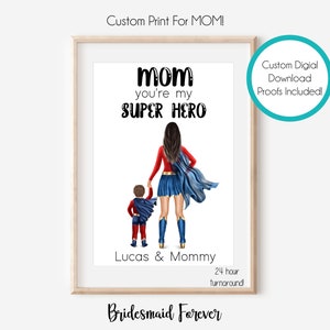 Biglietto per la festa della mamma - Regalo personalizzato per la festa della mamma - Stampa digitale - Regalo personalizzato per la mamma - Regalo di illustrazione personalizzato per la mamma - Regalo dai bambini