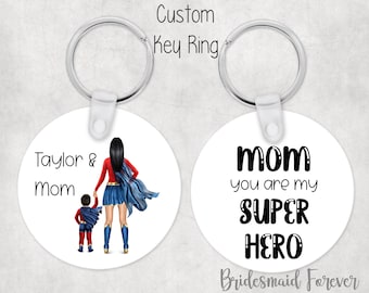 Mom Keychain - Mothers Day Gift - Super Mom Keychain - Super Mom - Gift For Mom - Moms Birthday - Best Mom - Personalized Keychain For Mom