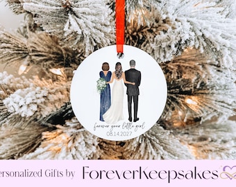 Personalized Wedding Ornament: Gift for Parents of the Bride, Wedding Keepsake, Custom POTB Silhouette