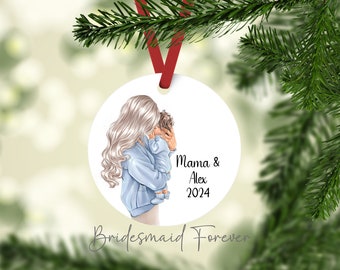 Custom Christmas Ornament . Mommy & Me Christmas Ornament . Gift For Mom . Mother and Son  . Gift Under 20 . Personalized Ornament . Mommy