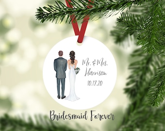 Wedding Ornament - Christmas Ornament - Holiday Ornament - First Married Christmas Gift - Gift Under 20 - Personalized Ornament - Christmas