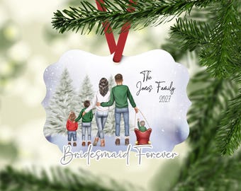 Personalized Family Christmas Ornament: 2025 Custom Silhouette, Personalized Pet & People Portrait