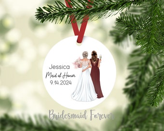 Bridesmaid Gift - Christmas Ornament -Personalized Bridesmaid Gift- Bridesmaid Ornament - Maid of Honor Gift - Bridesmaid Proposal