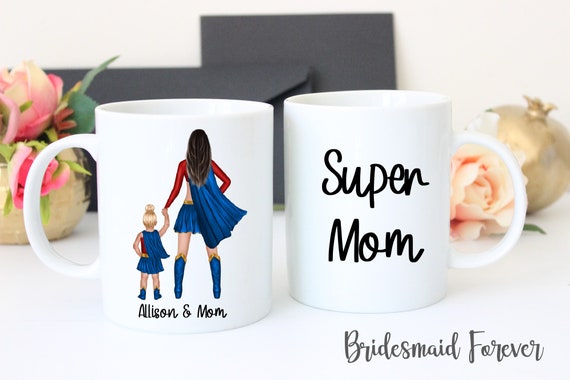 Super Mom Coffee Mug, Super Mom, Mom Mug, Coffee Cup For Mom, Mother's Day  Gift, Mom Birthday Gift, Super Mom Cup, Gift For Her, Sublimated, BLACK 