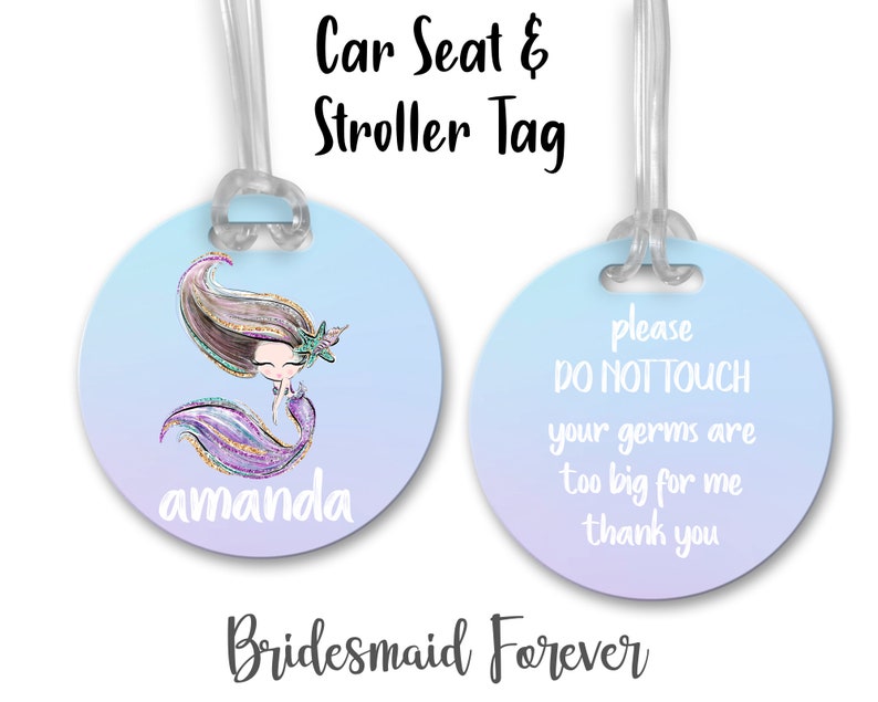 Baby Gift Mermaid Tag Custom Stroller Tag Stroller Tag Car Seat Tag Please Don/'t Touch Your Germs Are Too Big Newborn Gift .Baby