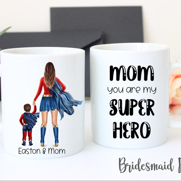 Mothers Day Gift - Mother Day Mug - Super Mom- Mother Son Gift - Gift For Mom- Moms Birthday - Best Mom - Mom of Boys - Custom Mother's Day