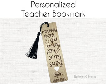 Teacher Bookmark - Personalized Bookmark - Teacher Appreciation Gift - End of School Gift - Custom Bookmark - Teacher Gift - Thank You