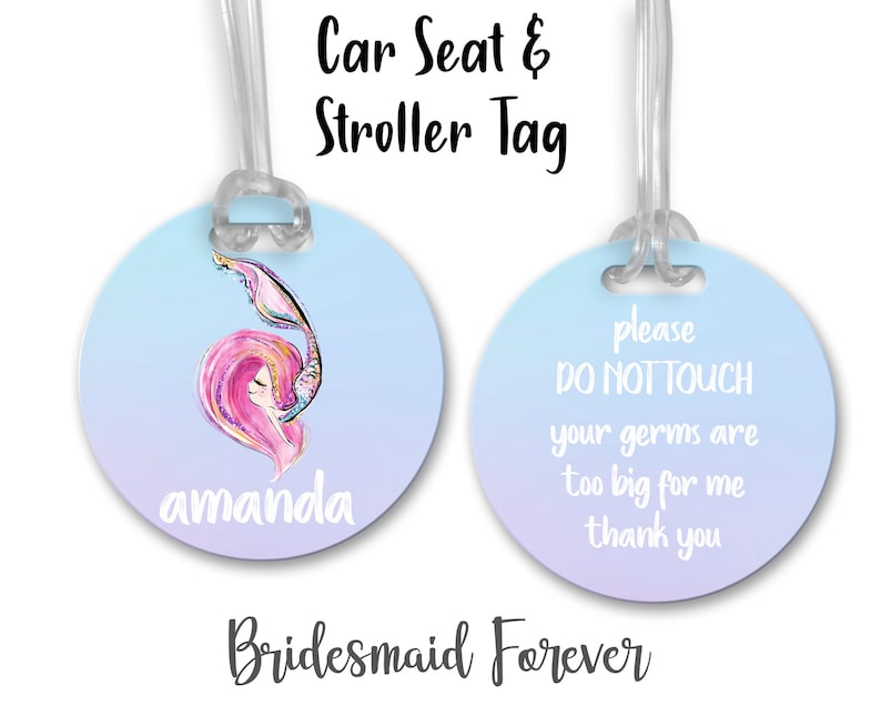 Baby Gift Mermaid Tag Custom Stroller Tag Stroller Tag Car Seat Tag Please Don/'t Touch Your Germs Are Too Big Newborn Gift .Baby