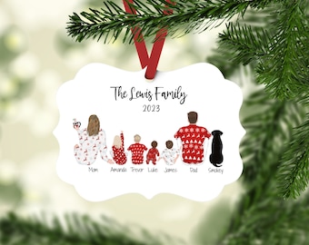 Decorazione natalizia personalizzata per la famiglia: silhouette personalizzata 2025, ritratto personalizzato di animali domestici e persone