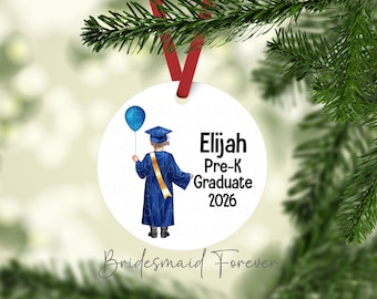 Personalized Graduation Ornament: Preschool or Kindergarten Gift, Custom Kid Ornament