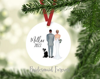 Wedding Ornament - Christmas Ornament . Holiday Ornament - First Married Christmas Gift - Gift Under 20 - Pet Ornament -  Christmas