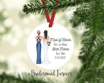 Personalized Bridesmaid Christmas Ornament: Custom Wedding Party Gift, Bridesmaid Proposal, Maid of Honor