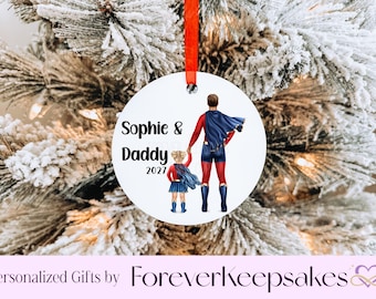 Super Dad Ornament: Custom Father Daughter Gift, Christmas For Dad