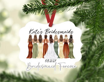 Personalized Bridesmaid Christmas Ornament: Custom Wedding Party Gift, Bridesmaid Proposal, Maid of Honor
