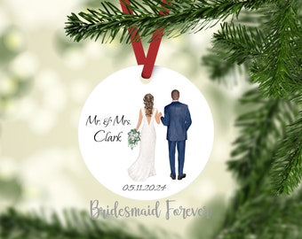 Wedding Ornament - Christmas Ornament - Holiday Ornament - First Married Christmas Gift - Gift Under 20 - Personalized Wedding Gift