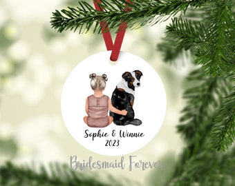 Dog Ornament . Cat Ornament . Child and Pet Ornament . Family Christmas Ornament . Gift Under 20 . Custom Pet Illustration . Kid Ornament