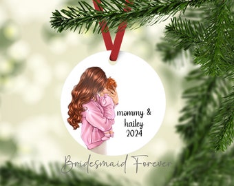 Custom Christmas Ornament . Mommy & Me Christmas Ornament . Gift For Mom . Mother Daughter  . Gift Under 20 . Personalized Ornament . Mommy