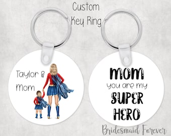 Mom Keychain - Mothers Day Gift - Super Mom Keychain - Super Mom - Gift For Mom - Moms Birthday - Best Mom - Personalized Keychain For Mom