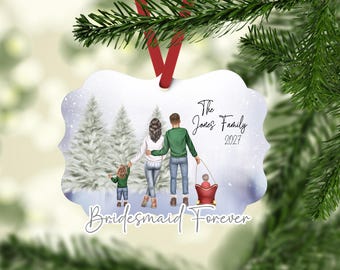 Personalized Family Christmas Ornament: 2025 Custom Silhouette, Personalized Pet & People Portrait