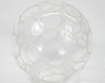 Handgefertigter Lampenschirm aus strukturiertem Glas, transparent, Globus, Vintage